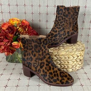 🍄HP🍄 Madewell The Autumn High Chelsea Boots Leopard Calf Hair NWOB Size 8